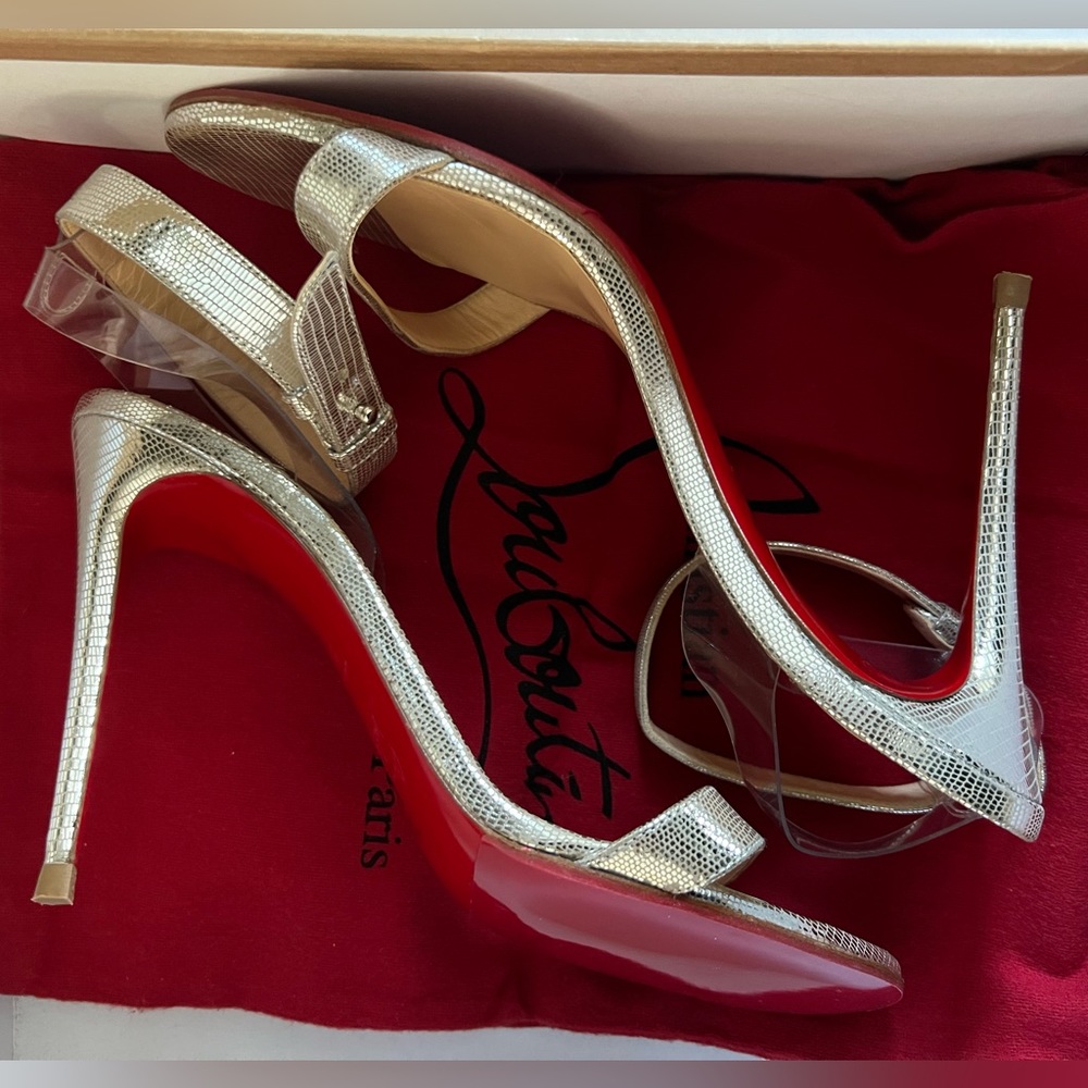 Christian Louboutin Jonatina Silver Sandal 39.5/9.5. Dust bags and box included.